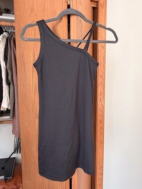Girls all in motion Black One-Shoulder Mini Bodysuit Dress